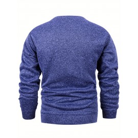 3pcs Men'S Crew Neck Sweatshirts with Fleece Lining - Vintage Style, Thick Knit Pullover Sweatshirts in Black, Navy Blue, and Maroon - Casual & Sporty for Spring, Fall, and Winter - Perfect for Outdoor Activities, Fitness, and Travel