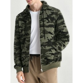 Men's fashionable casual camouflage sports warm fleece hooded sweatshirt