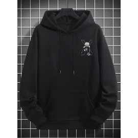 [Polyester Anime Hoodie] 100% Polyester Men's Fashion Hoodie | Loose Cut, Japanese Anime Character Prints | Stylish Casual Pullover for Autumn/Winter Outdoor Wear