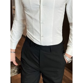 Premium Zhongshan Shirt for Men, Long Sleeve New Spring/Autumn Collection Chinese Style Stand Collar Casual Handsome Dress