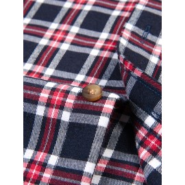 Men's Heavy-Duty Plaid Long Sleeve Dress Shirt - Winter Warmth Collar & Chest Pocket Button, Blue/White/Black/Brown Checkered Pattern, Loose Fit Casual & Formal Button-Up Coat Jacket-like Blazer (Machine Washable)