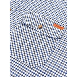 Men's Heavy-Duty Plaid Long Sleeve Dress Shirt - Winter Warmth Collar & Chest Pocket Button, Blue/White/Black/Brown Checkered Pattern, Loose Fit Casual & Formal Button-Up Coat Jacket-like Blazer (Machine Washable)
