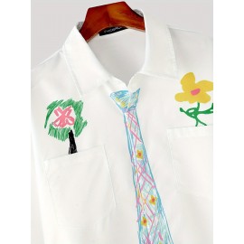 INCERUN Men Lapel Collar Long Sleeve Shirts Floral Printed Casual Blouse