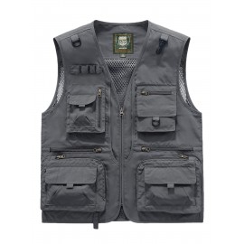 Men's Custom Logo Tactical Vest with ized Logo Printing - Heavy-Duty Multi-Pocket -Grade Vests for Outdoor,, - All-Season Wear (, MOLLE System Compatible, Durable Vest) - Add Your Logo