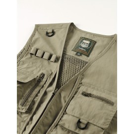 Men's Custom Logo Tactical Vest with ized Logo Printing - Heavy-Duty Multi-Pocket -Grade Vests for Outdoor,, - All-Season Wear (, MOLLE System Compatible, Durable Vest) - Add Your Logo