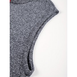 Men'S Cozy Fleece-Lined Sleeveless Vest - Maroon Zip-Up with Pockets, Retro Casual Style, Warm & Comfortable for Fall/Winter, Versatile Outdoor & Sporty Wear, Winter Vest, Sporty Vest, Minimalist Design, Soft Texture