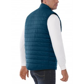 [Windproof Vest] Lightweight High Quality 33,000ft Men's Windproof Insulated Vest | Packable Stand Collar Sleeveless Jacket for Golf Running Tennis, Machine Washable Nylon-Lined Winter Outerwear, Casual Winter Wear