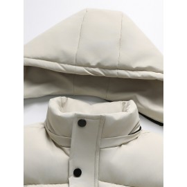 Men'S Classic Warm Padded Sleeveless Vest with Stand Collar - Quilted Waistcoat Jacket, Zipper Closure, Polyester, Solid Color, Regular Fit for Fall/Winter Casual & Sports Wear, Winter Jacket, Quilted Design, Durable Construction