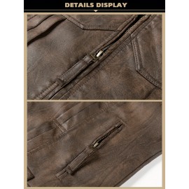 [Vintage Style Vest] Lightweight Vintage-Style Men's Vest | Zipper, Stand Collar, Chest Pockets | Casual Streetwear Outerwear for All Seasons